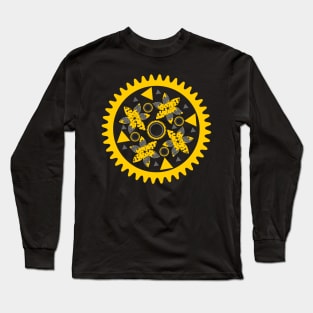 Flowers and gears in yellow Long Sleeve T-Shirt